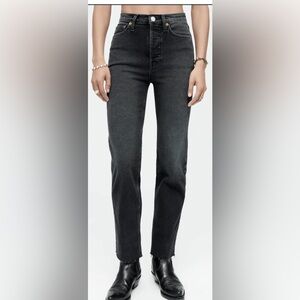 Redone Jeans High Rise Skinny Fitted Stretchy Cotton in Faded Black Wash size 25